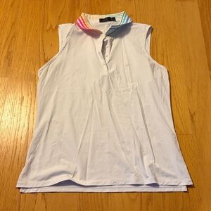 G/Fore GRADIENT COLLAR SILKY TECH NYLON SLEEVELESS POLO Size M